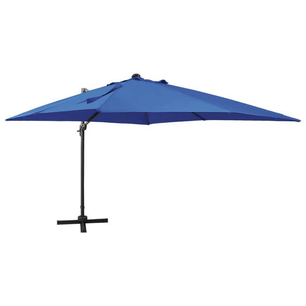 The Living Store Parasol - LED-verlichting - UV-bescherming - 300x300x258 cm - Azuurblauw