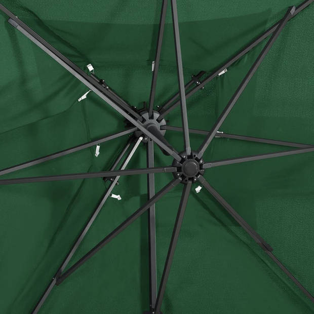 The Living Store Parasol 250x250x253 cm - Groen - PA-Coating - Aluminium - Kantelbaar - 360 graden draaibaar