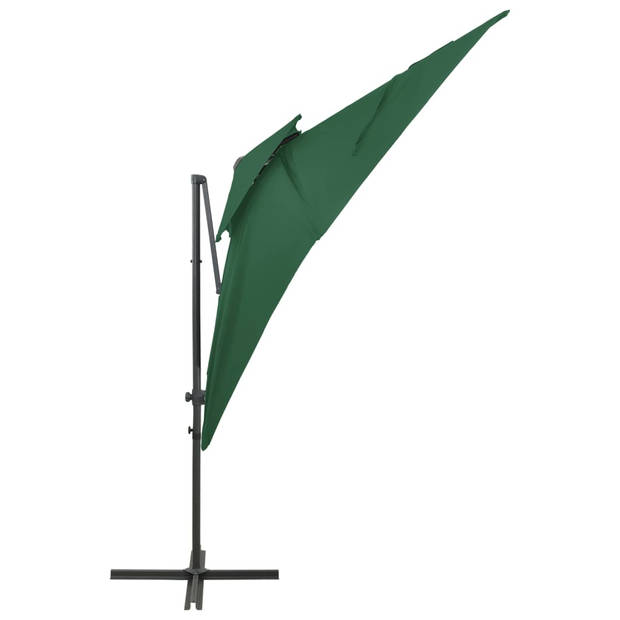 vidaXL Zweefparasol met dubbel dak 250x250 cm groen