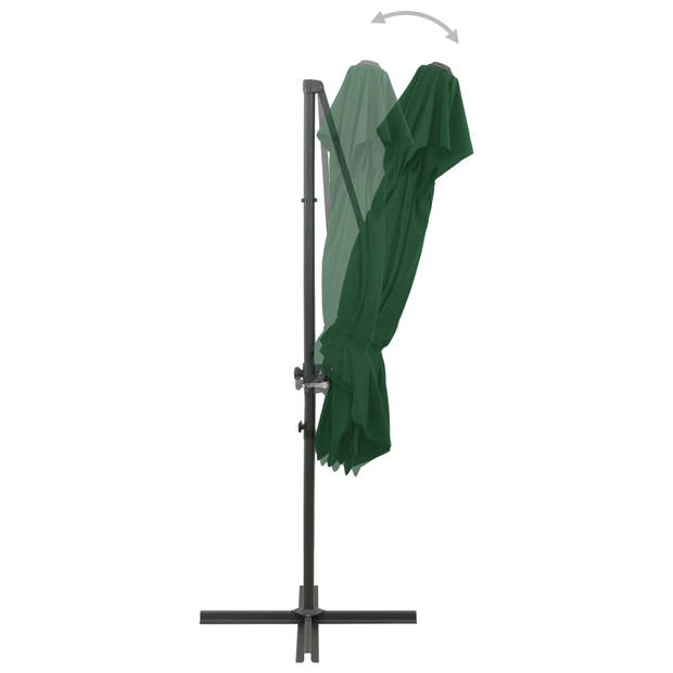 The Living Store Parasol 250x250x253 cm - Groen - PA-Coating - Aluminium - Kantelbaar - 360 graden draaibaar