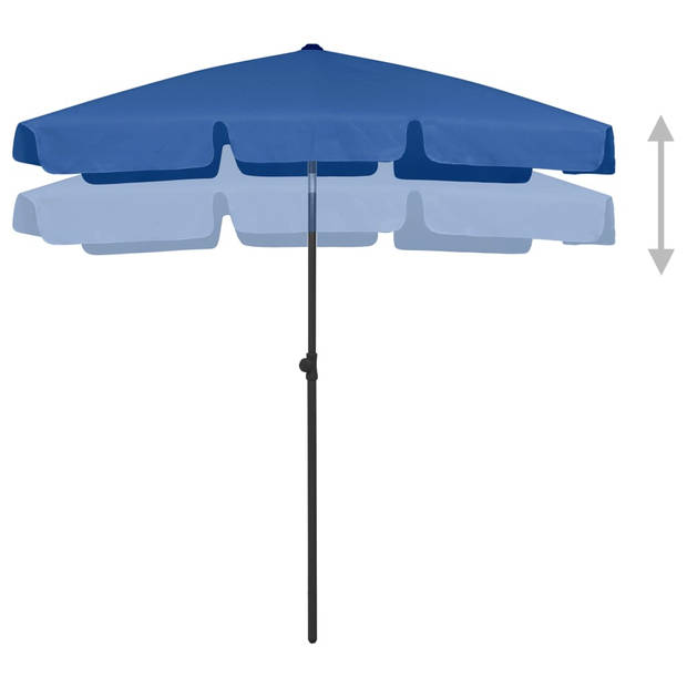 The Living Store Strandparasol Azuurblauw 180x120 cm - UV-beschermend - Verstelbaar - Windbestendig