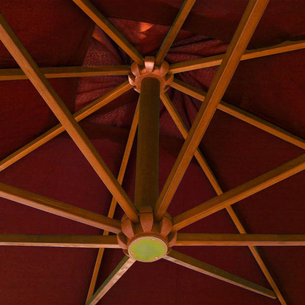 The Living Store zweefparasol terracotta 300x300 cm - houten paal - waterdicht - uv-bestendig