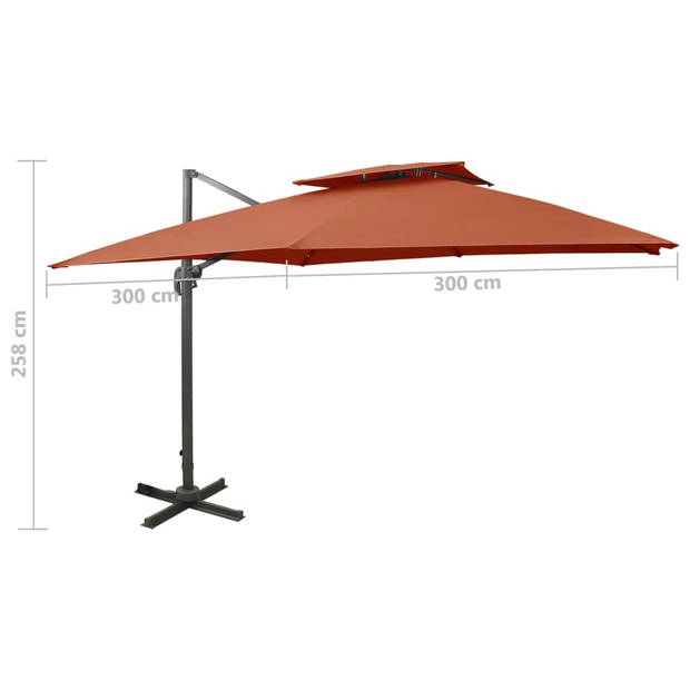 vidaXL Zweefparasol met dubbel dak 300x300 cm terracottakleurig