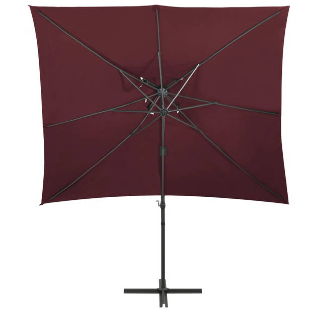 The Living Store Parasol Rood 250x250x253 cm - uv-beschermend polyester - kantelbaar en draaibaar - stabiele aluminium