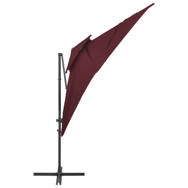 The Living Store Parasol Rood 250x250x253 cm - uv-beschermend polyester - kantelbaar en draaibaar - stabiele aluminium