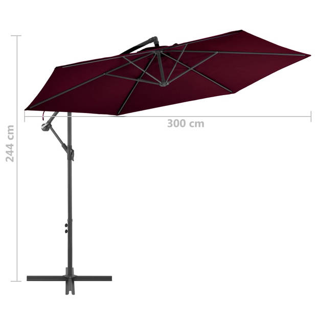 vidaXL Zweefparasol met aluminium paal 300 cm bordeauxrood