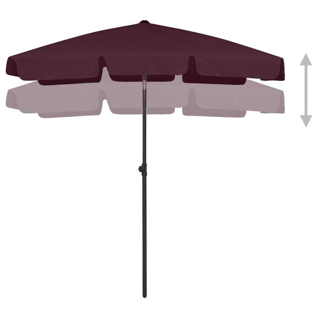 The Living Store Strandparasol - bordeauxrood - polyester - 232 cm - UV-beschermend