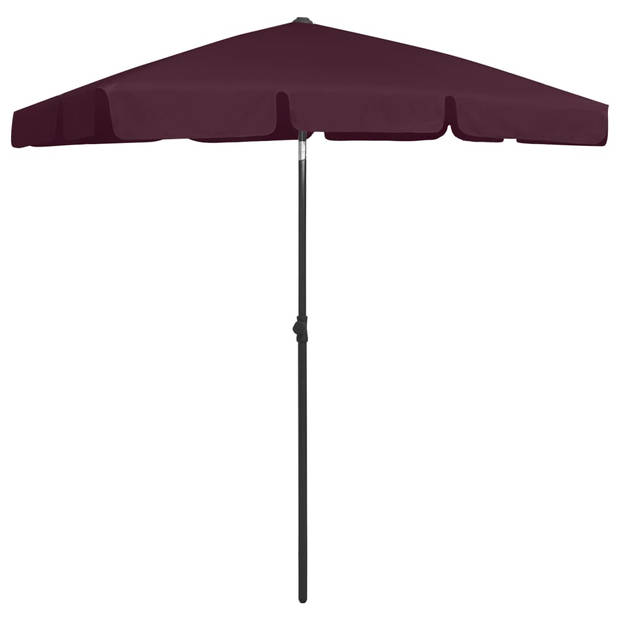 The Living Store Strandparasol - bordeauxrood - polyester - 232 cm - UV-beschermend