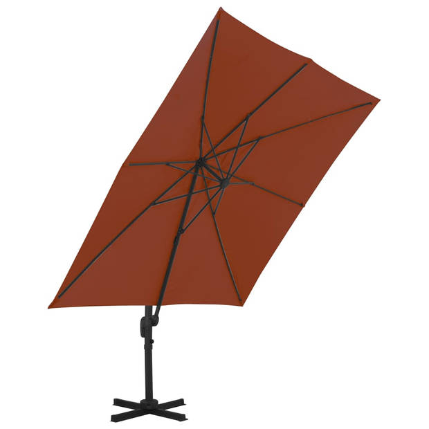 The Living Store Hangende Parasol - Terracotta - 300 x 300 x 258 cm - UV-beschermend polyester