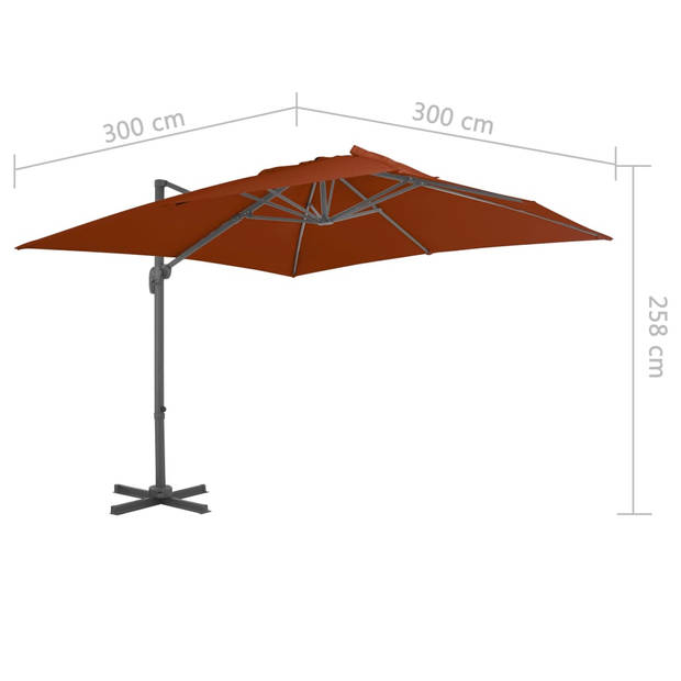 The Living Store Hangende Parasol - Terracotta - 300 x 300 x 258 cm - UV-beschermend polyester