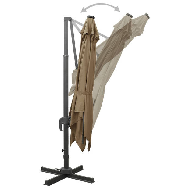 The Living Store Parasol Luxe - 300x300x258 cm - Inclusief LED-verlichting - Taupe