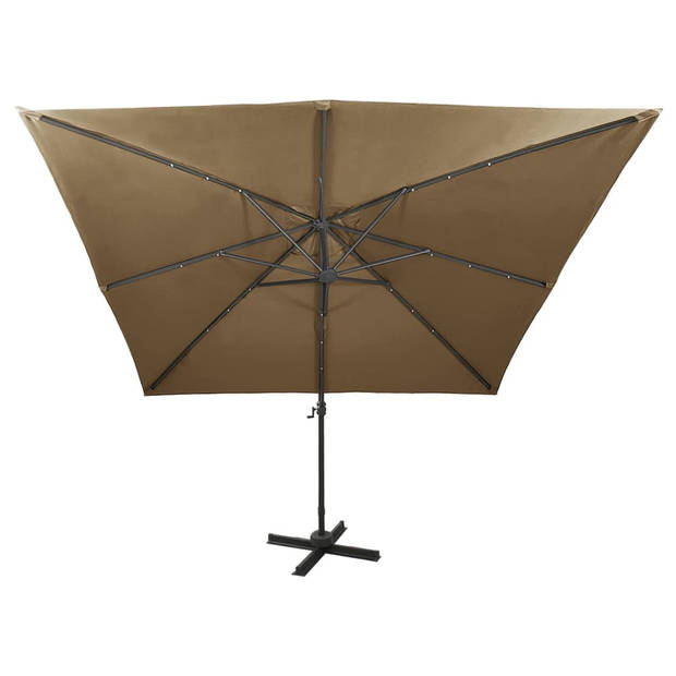 The Living Store Parasol Luxe - 300x300x258 cm - Inclusief LED-verlichting - Taupe
