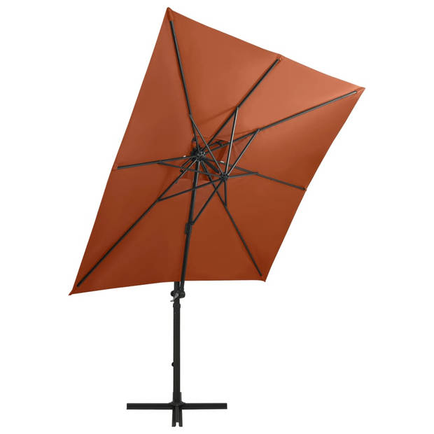 The Living Store Tuinparasol - LED-verlichting - Terracotta - 250 x 230 cm - PA-coating