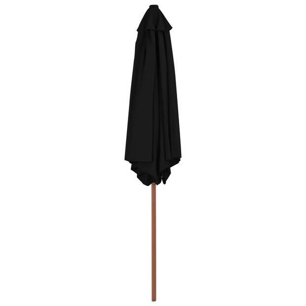 The Living Store Parasol Elegant 270x244 cm - zwart - bamboe/hardhout - UV-beschermend polyester - Ø 38mm paal