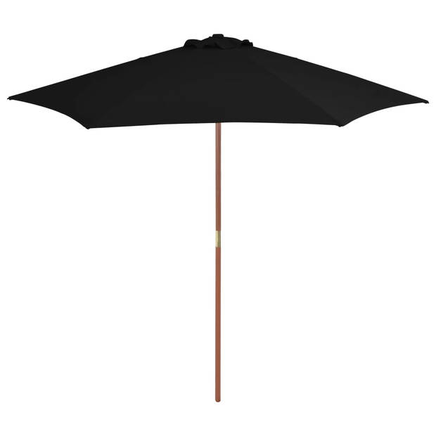 The Living Store Parasol Elegant 270x244 cm - zwart - bamboe/hardhout - UV-beschermend polyester - Ø 38mm paal