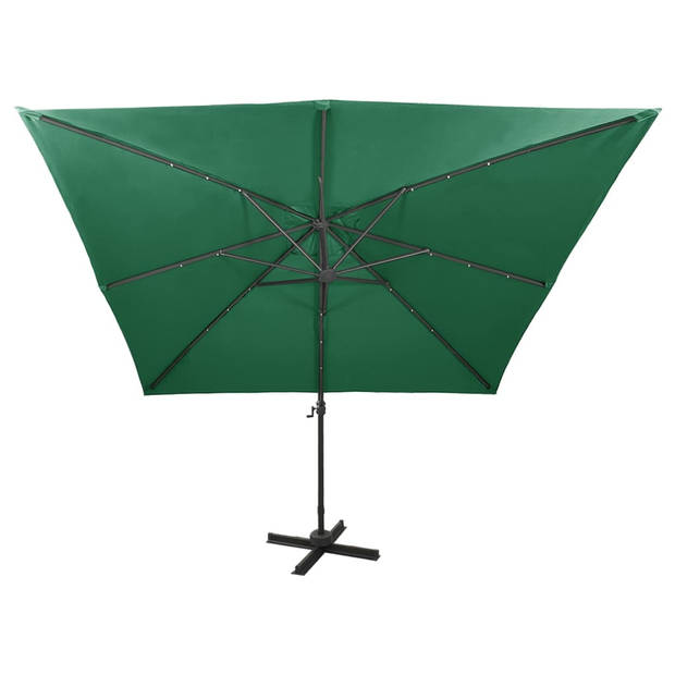 vidaXL Zweefparasol met paal en LED-verlichting 300 cm groen