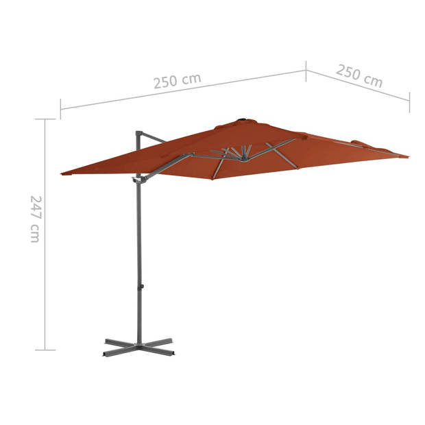 vidaXL Zweefparasol met stalen paal 250x250 cm terracottakleurig