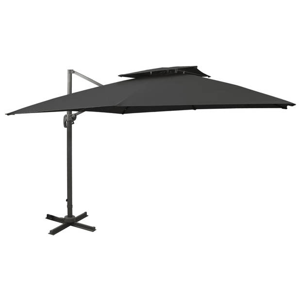 The Living Store Tuinparasol Zwart - 300 x 300 x 258 cm - PA-coating - Aluminium - Inclusief 8 baleinen