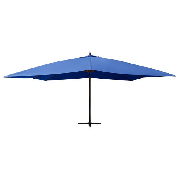 The Living Store Zweefparasol Azuurblauw 400x300 cm - UV-beschermend polyester - Massief hardhouten frame