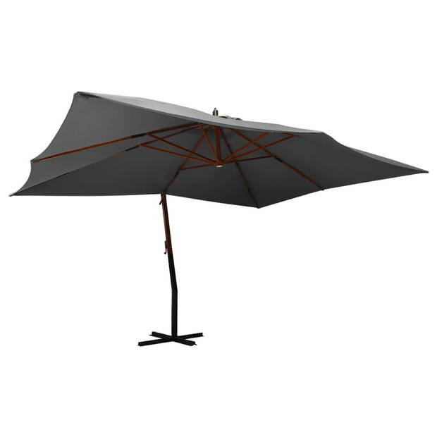 The Living Store Zweefparasol Antraciet 400x300 cm - UV-beschermend polyester - Stabiele kruisvoet