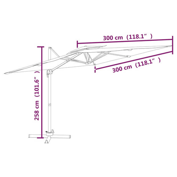 vidaXL Zweefparasol met dubbele bovenkant 300x300 cm terracotta