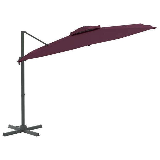 vidaXL Zweefparasol met dubbel dak 300x300 cm bordeauxrood