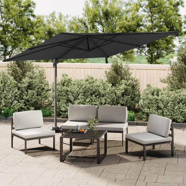 The Living Store Zweefparasol 400x300x268 cm - Polyester - Zwart - Kantelbaar en 360 graden draaibaar - Stevige