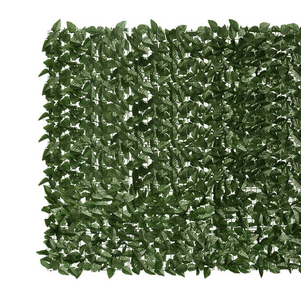 The Living Store scherm met bladeren - Privacyscherm - 600 x 150 cm - donkergroen - polyethyleen en stof