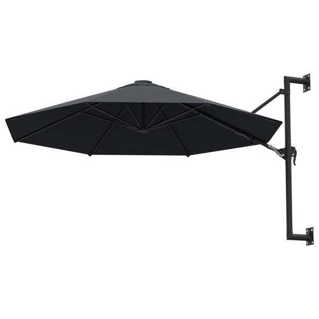 The Living Store Muurparasol Antraciet 300x131 cm - Uv-beschermend polyester - Inclusief wandbevestiging