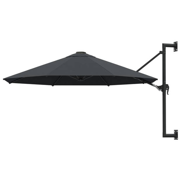 The Living Store Muurparasol Antraciet 300x131 cm - Uv-beschermend polyester - Inclusief wandbevestiging