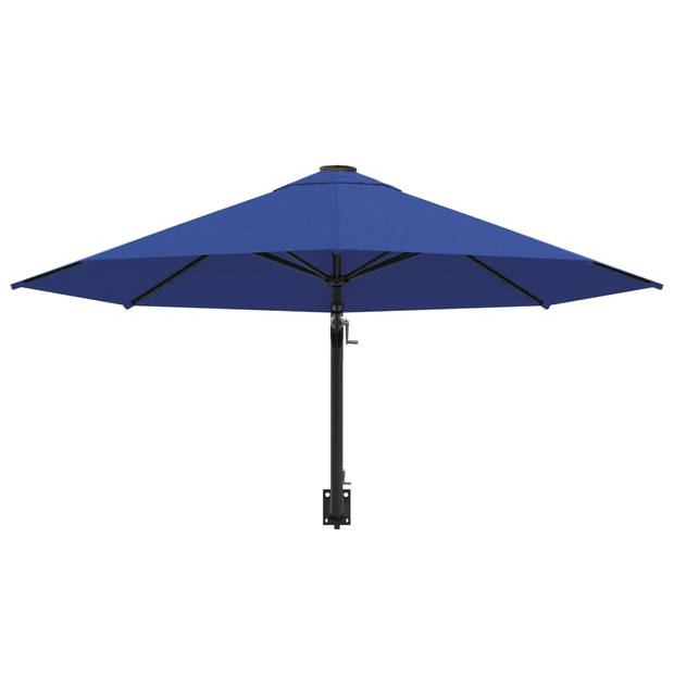 The Living Store Parasol Wandmontage - 300 x 131 cm - Blauw - UV-beschermend - Met zwengelsysteem