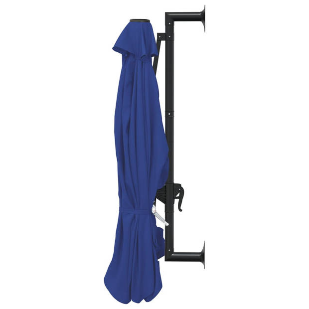 The Living Store Parasol Wandmontage - 300 x 131 cm - Blauw - UV-beschermend - Met zwengelsysteem