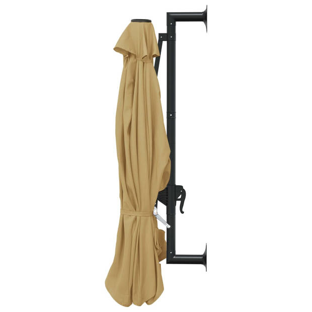 The Living Store muurparasol 300 x 131 cm - taupe - UV-beschermend polyester - zwengelsysteem - 8 baleinen