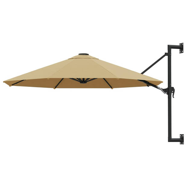 The Living Store muurparasol 300 x 131 cm - taupe - UV-beschermend polyester - zwengelsysteem - 8 baleinen