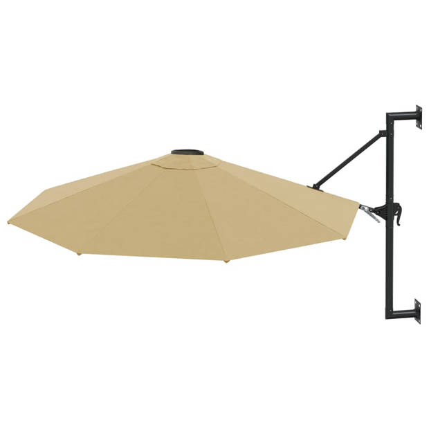 The Living Store muurparasol 300 x 131 cm - taupe - UV-beschermend polyester - zwengelsysteem - 8 baleinen