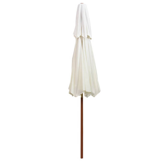 The Living Store Houten Parasol - 270 x 270 cm - Crèmewit - UV-bestendig - Hardhout - Dubbeldekker luifel - Enkelvoudig