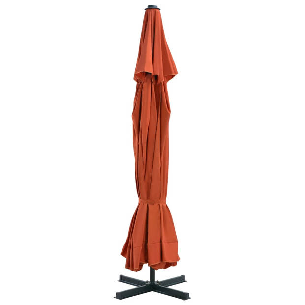 The Living Store tuinparasol - Terracotta - 500 x 385 cm - UV-beschermend - Aluminium paal - 8 baleinen