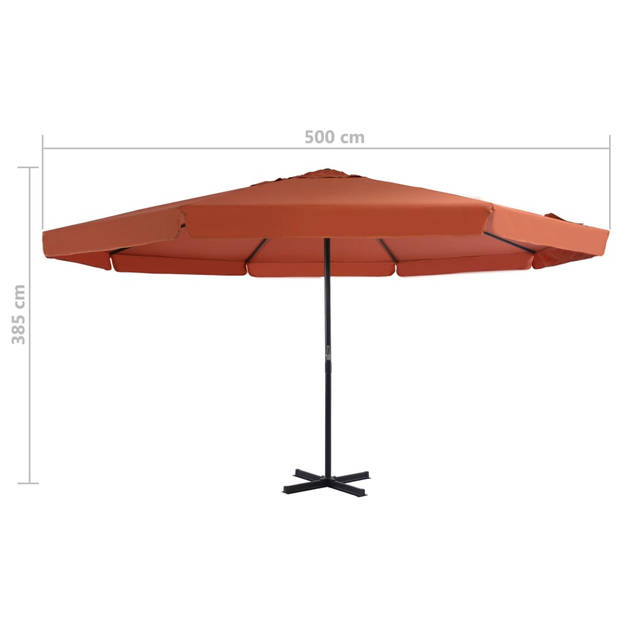 The Living Store tuinparasol - Terracotta - 500 x 385 cm - UV-beschermend - Aluminium paal - 8 baleinen