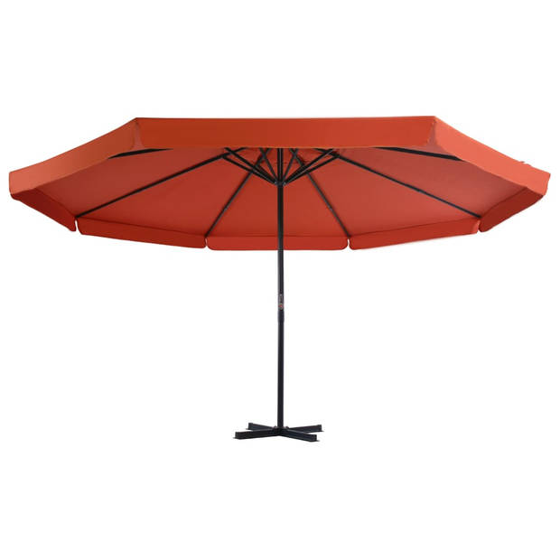 The Living Store tuinparasol - Terracotta - 500 x 385 cm - UV-beschermend - Aluminium paal - 8 baleinen