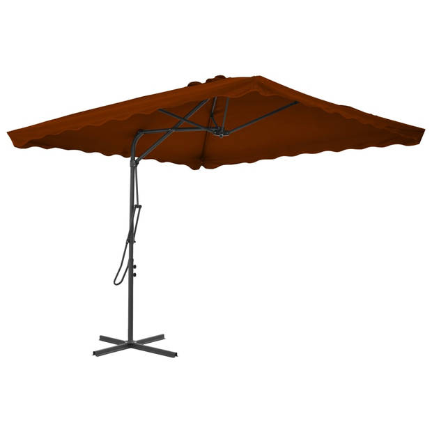 The Living Store Parasol Terracotta 250x250x230 cm - UV-beschermend polyester - 360 graden draaibaar - Inclusief