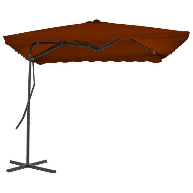 The Living Store Parasol Terracotta 250x250x230 cm - UV-beschermend polyester - 360 graden draaibaar - Inclusief