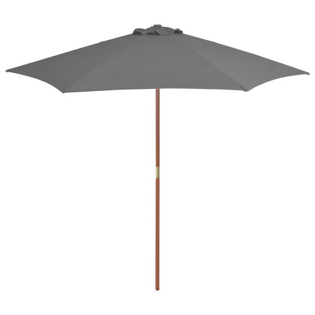 The Living Store Parasol - Houten - 270 x 244 cm - UV-beschermend polyester - Antraciet