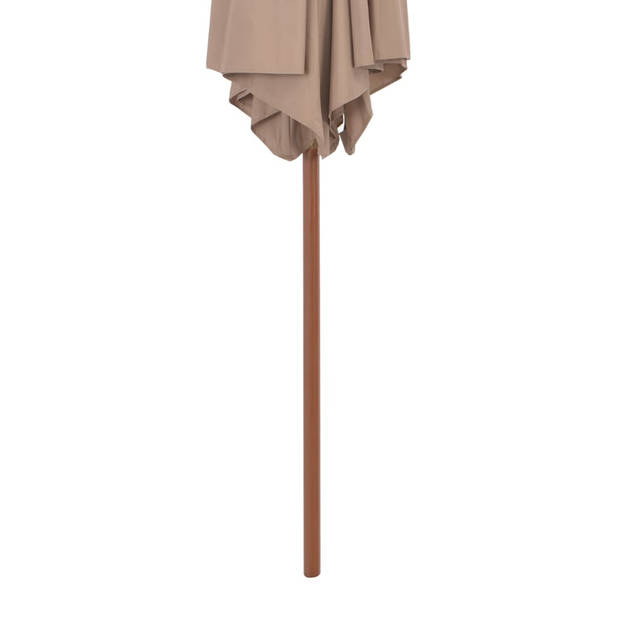 The Living Store Parasol - Houten - Polyester - Ø270 cm x 244 cm - Taupe