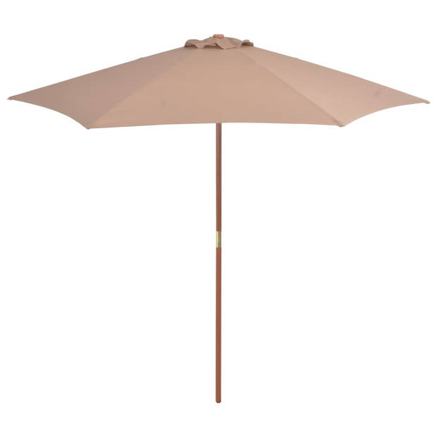 The Living Store Parasol - Houten - Polyester - Ø270 cm x 244 cm - Taupe