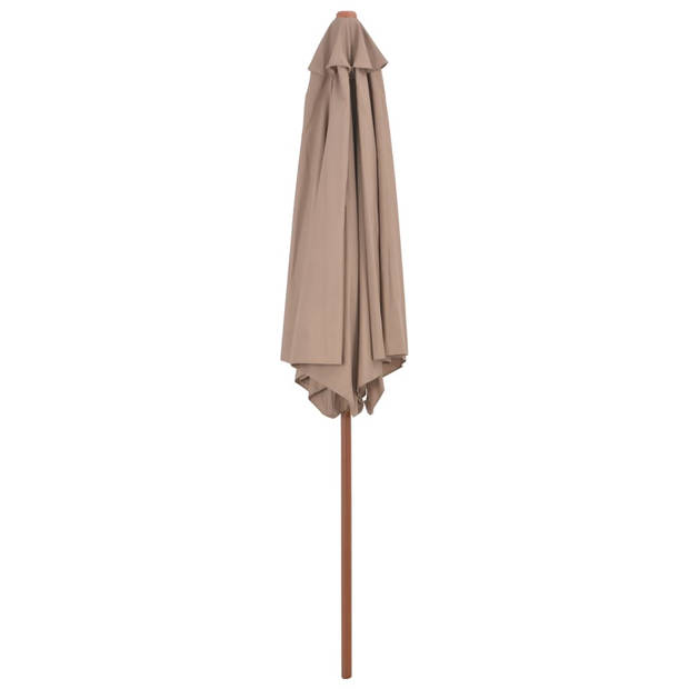 The Living Store Parasol - Houten - Polyester - Ø270 cm x 244 cm - Taupe