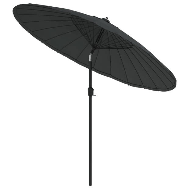 The Living Store Tuinparasol Antraciet 270 x 246 cm (ø x H) - UV-beschermend polyester - Aluminium paal - Met