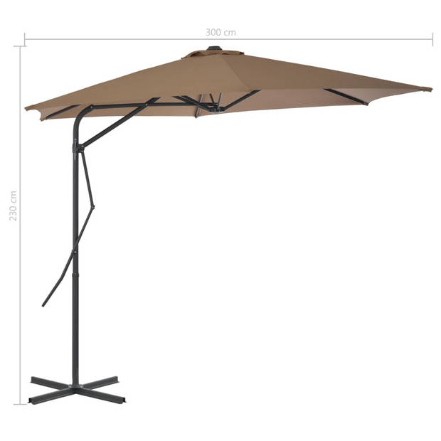 The Living Store Parasol - Stof en Stalen Paal - 300x230 cm - Taupe