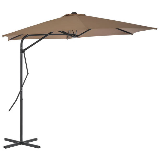 The Living Store Parasol - Stof en Stalen Paal - 300x230 cm - Taupe