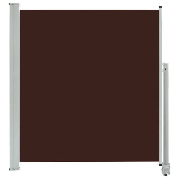 The Living Store Zijscherm - UV-bestendig polyester - Automatische terugrol - Bruin - 140 x 0-300 cm (H x B)