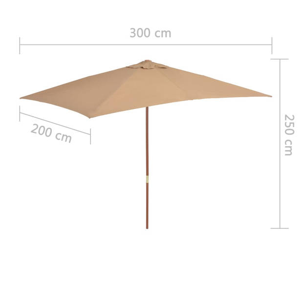 The Living Store Houten parasol - 200 x 300 x 250 cm - taupe